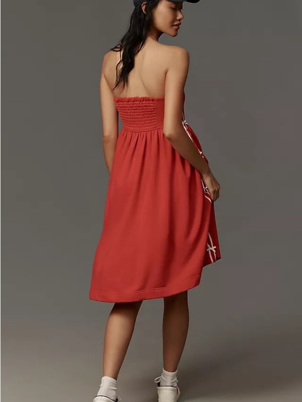 ANTHRO Daily Practice Strapless Side Bow Midi Dress XS - Picture 3 of 7